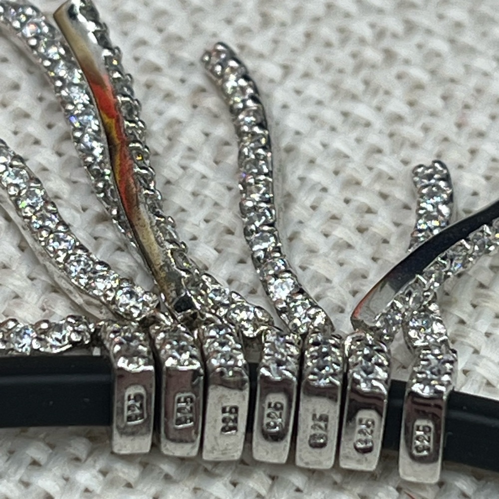 Vintage Sterling Silver CZ Dangle Necklace – 925 Stamped - Picture 11 of 15